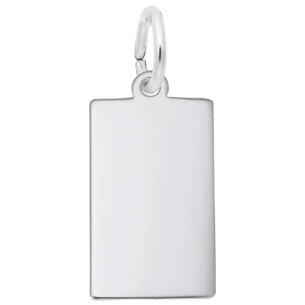 Sterling Silver Small Rectangle Dog Tag Charm