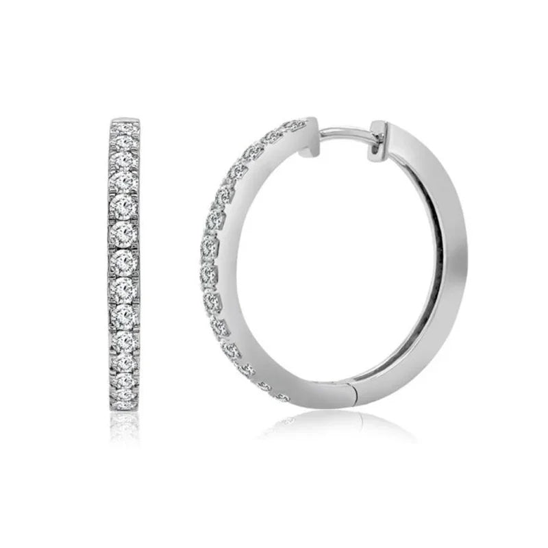0.54ct Lab-Grown Diamond White Gold Plated Sterling Silver Hoop Earrings