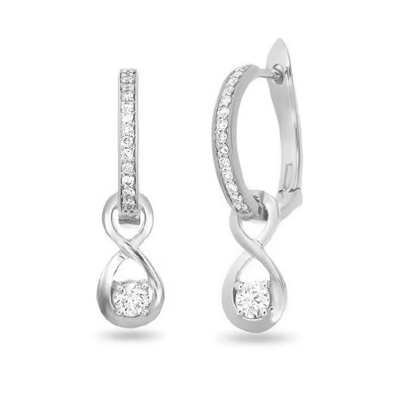 Sterling Silver White Gold Plated 0.14ct Lab Grown Diamond Infinity Hoop Earrings