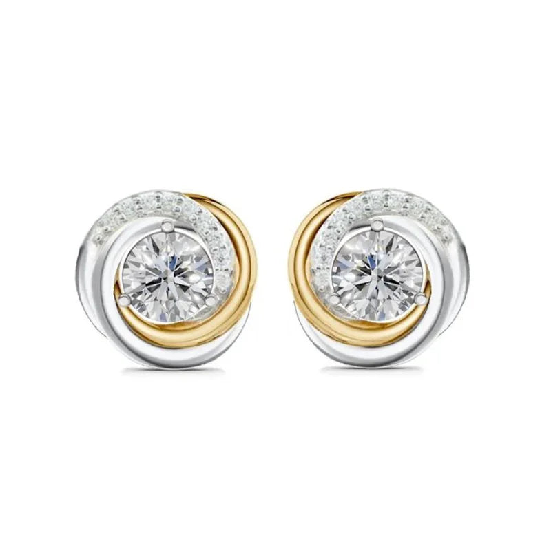 0.40CT Lab-Grown Diamond Stud Earrings in White Gold and Yellow Gold Plated Sterling Silver
