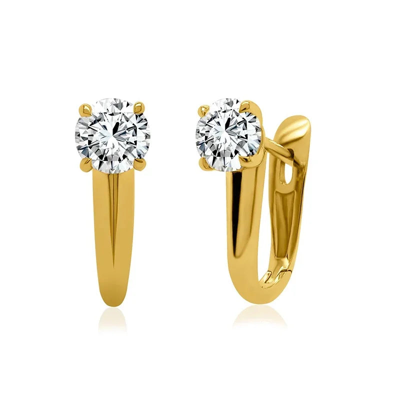 Sterling Silver Yellow Gold Plated 0.50ct Lab Grown Diamond Solitaire Hoop Earrings