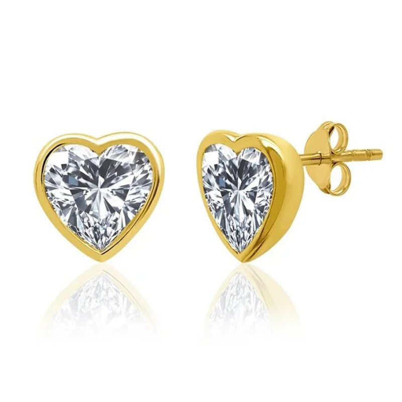0.25ct Lab-Grown Heart Shaped Diamond Sterling Silver White Gold Plated Stud Earrings