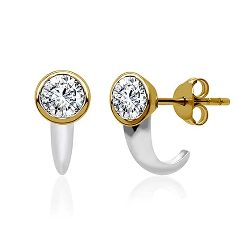 Sterling Silver White Gold & Yellow Gold Plated 0.50ct Lab Grown Diamond Solitaire Earrings
