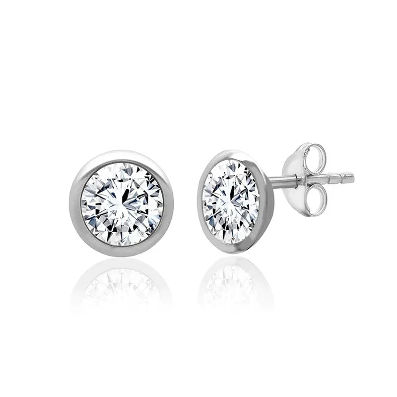 0.50CT Lab-Grown Diamond Bezel-Set Stud Earrings in Sterling Silver