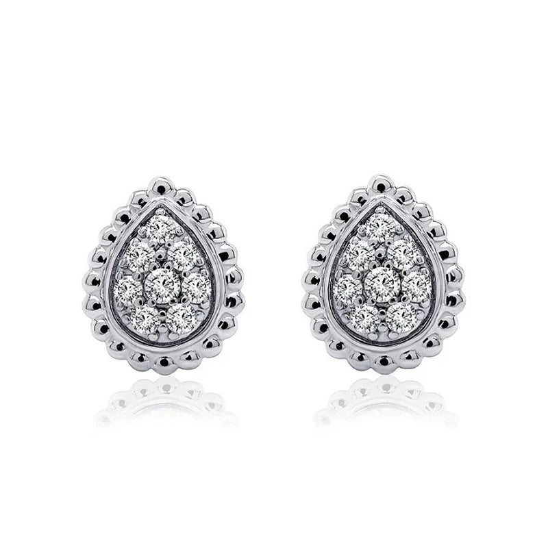 0.32CT Lab-Grown Diamond Pear Shape Stud Earrings in White Gold Plated Sterling Silver