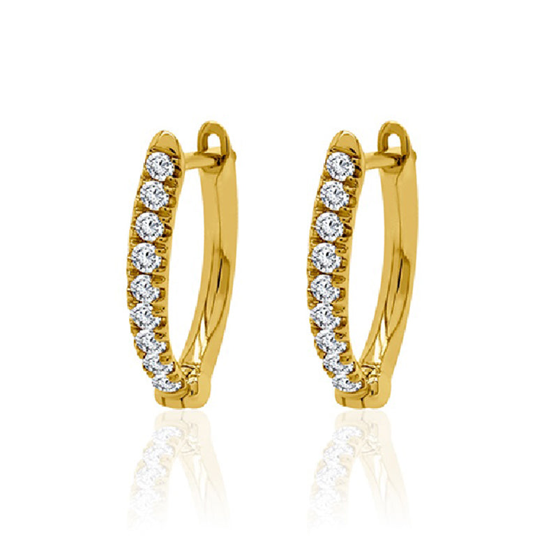 Sterling Silver Yellow Gold Plated 0.33ct Lab-Grown Diamond Pointed Hoop Earrings