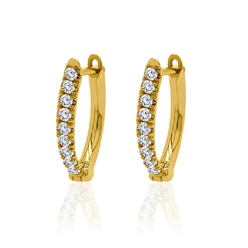 Sterling Silver Yellow Gold Plated 0.33ct Lab-Grown Diamond Pointed Hoop Earrings