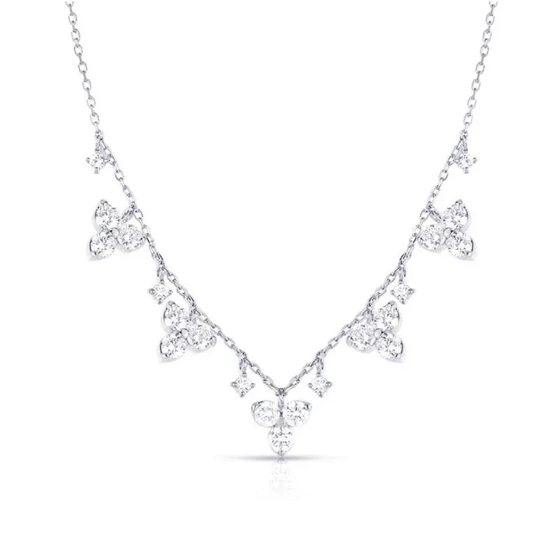 0.63ct Lab Grown Diamond Station Necklace Tower in White Gold Plated Sterling Silver