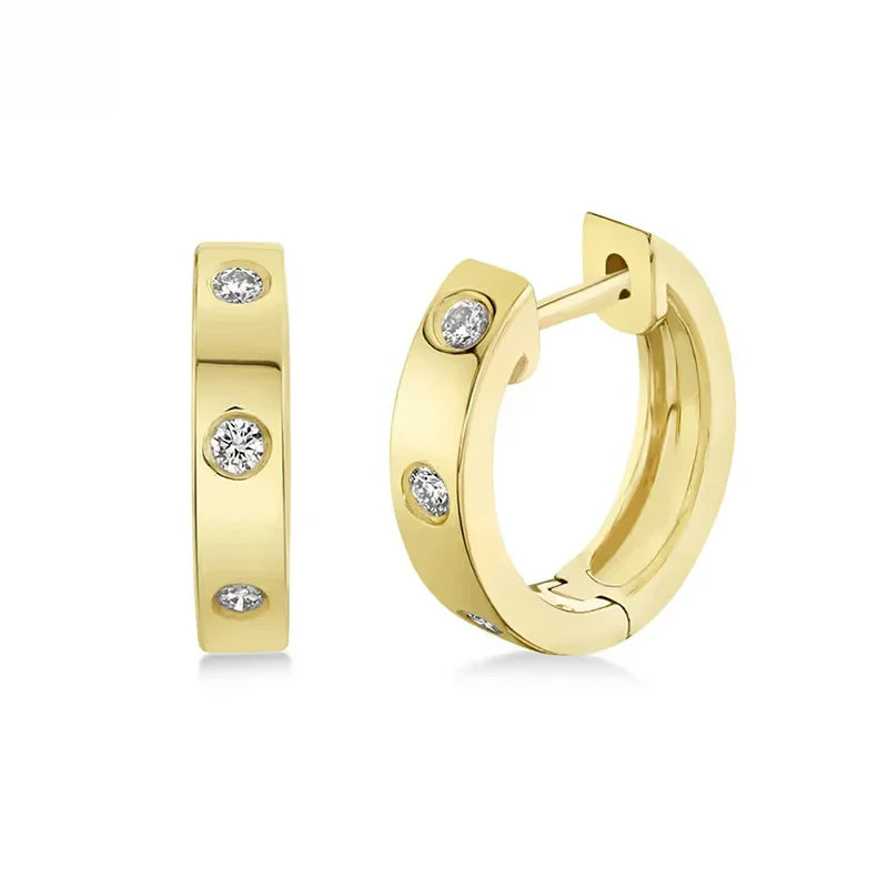 0.25ct Lab Grown Diamond Yellow Gold Plated Sterling Silver Mini Huggie Earrings