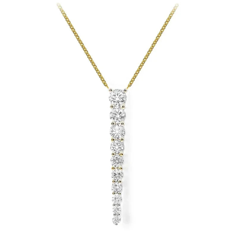 0.67ct Lab Grown Diamond Linear Bar Necklace in Yellow Gold Plated Sterling Silver