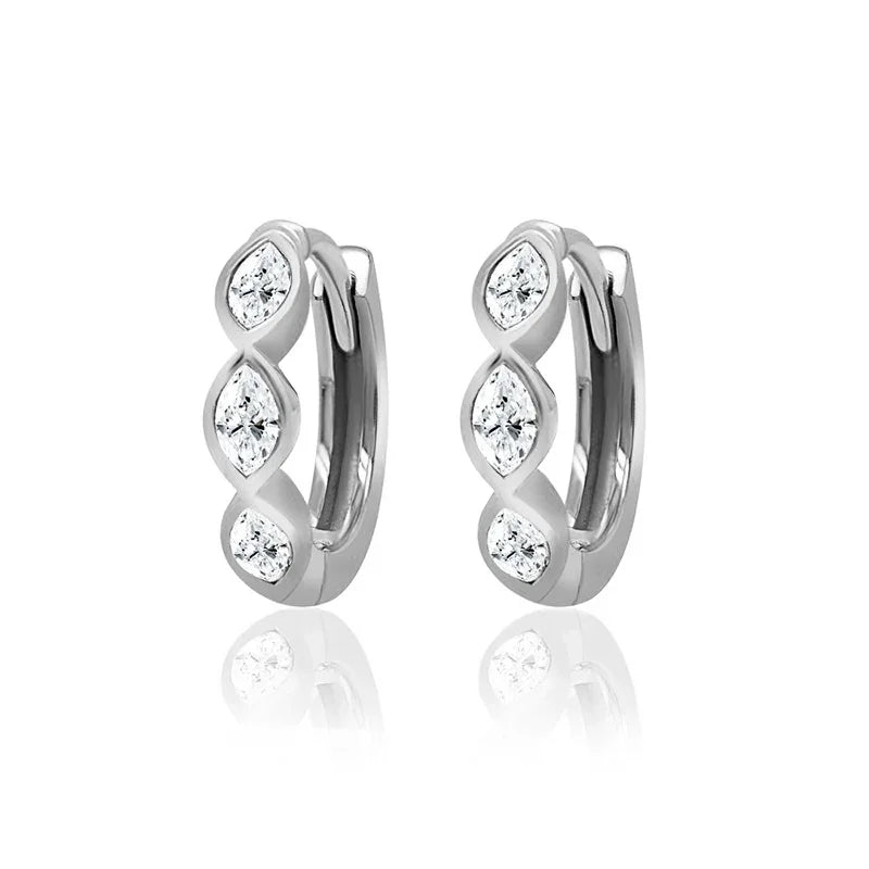 0.33ct Marquise Lab Grown Diamond Mini Huggie White Gold Plated Sterling Silver Earrings