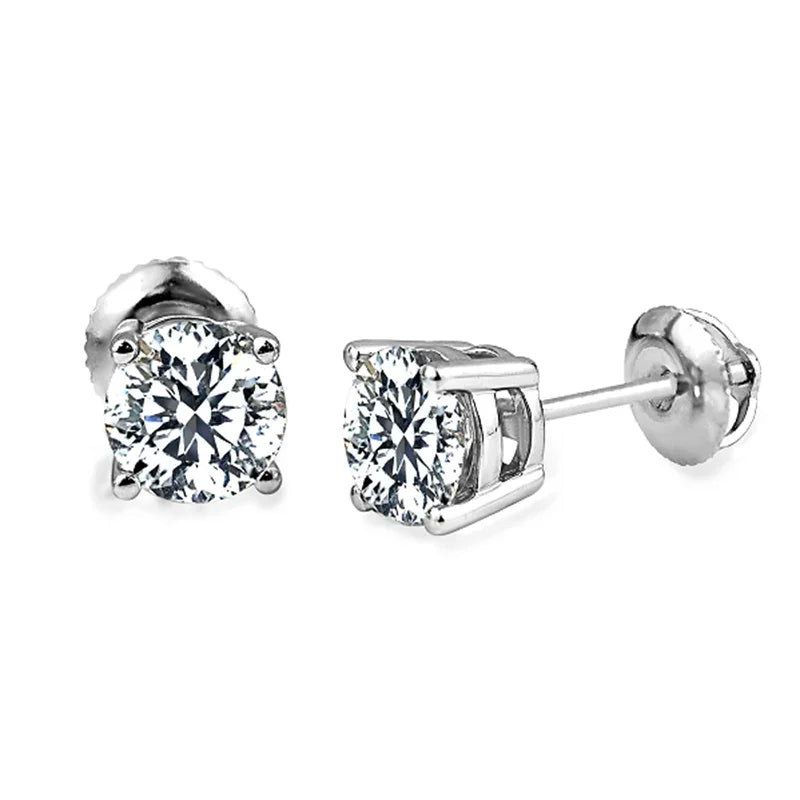 0.75CT Lab-Grown Diamond Stud Earrings in White Gold-Plated Sterling Silver