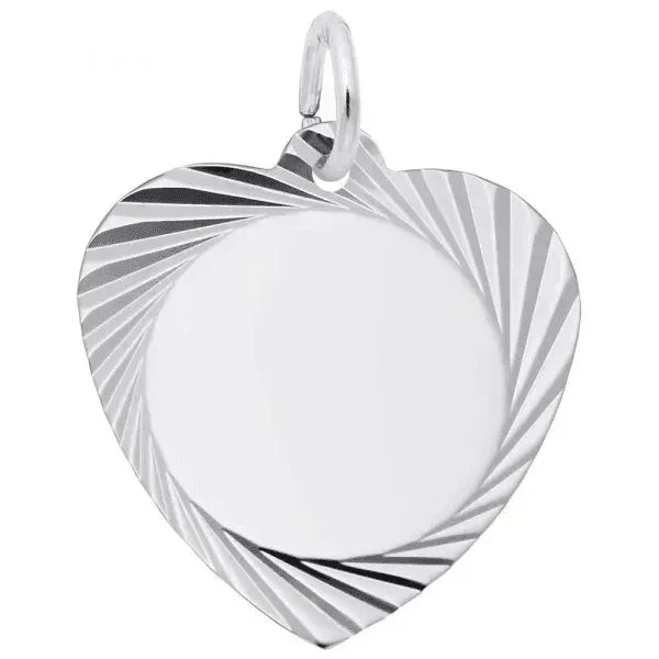 Sterling Silver Medium Diamond Faceted Heart Charm