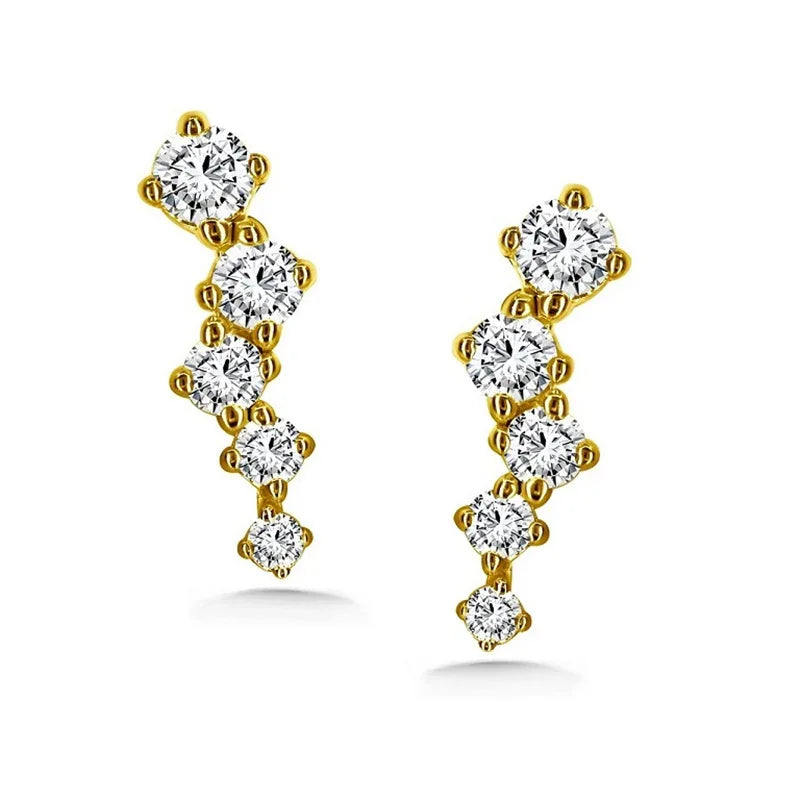 0.34ct Lab Grown Diamond Sterling Silver Yellow Gold Plated Ear Climber Earrings