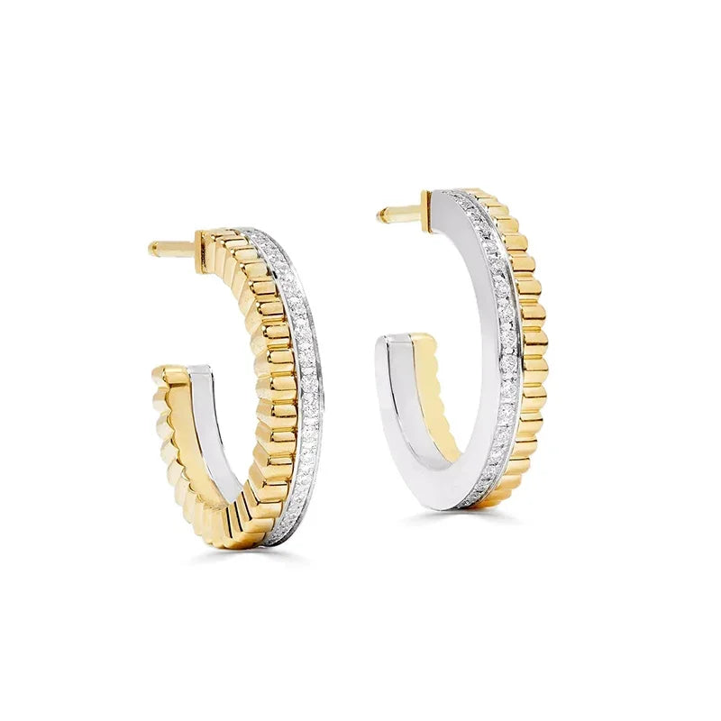 0.48ct Lab-Grown Diamond White Gold and Yellow Gold Plated Sterling Silver Hoop Earrings