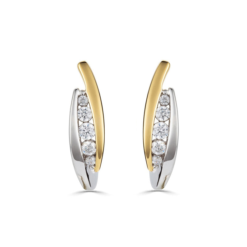 Sterling Silver White Gold and Yellow Gold Plated 0.25ct Lab Grown Diamond Earrings