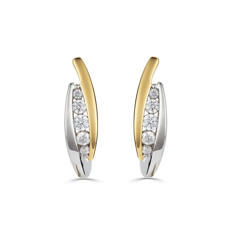 Sterling Silver White Gold and Yellow Gold Plated 0.25ct Lab Grown Diamond Earrings
