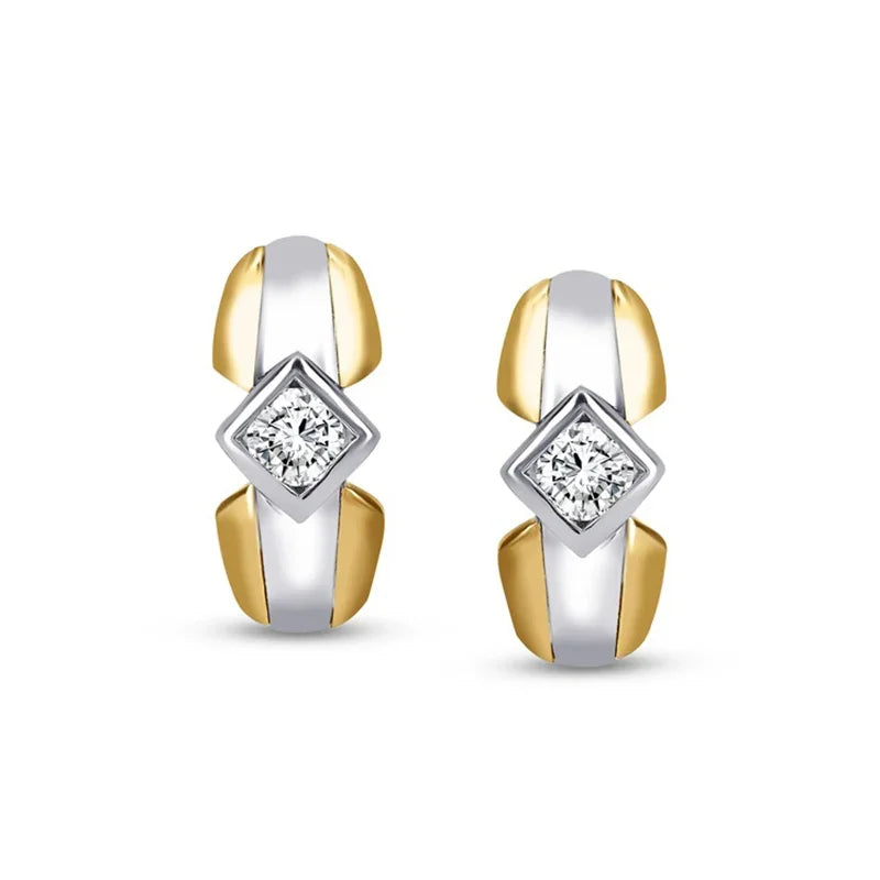Sterling Silver White Gold and Yellow Gold Plated 0.20ct Lab Grown Diamond Stud Earrings