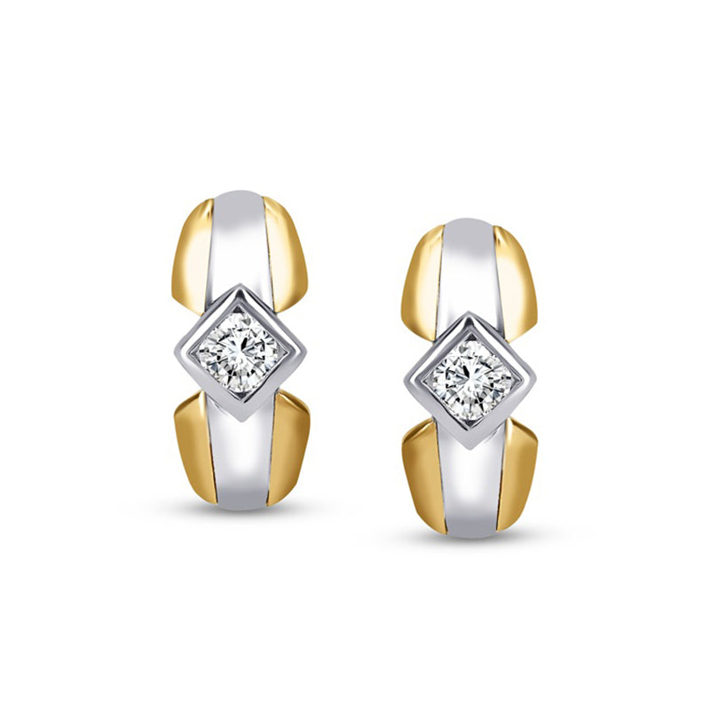 Sterling Silver White Gold and Yellow Gold Plated 0.20ct Lab Grown Diamond Stud Earrings