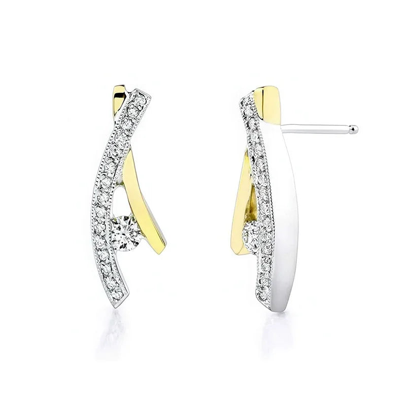 Sterling Silver Gold Plated 0.31ct Lab-Grown Diamond Arched Pave Earrings