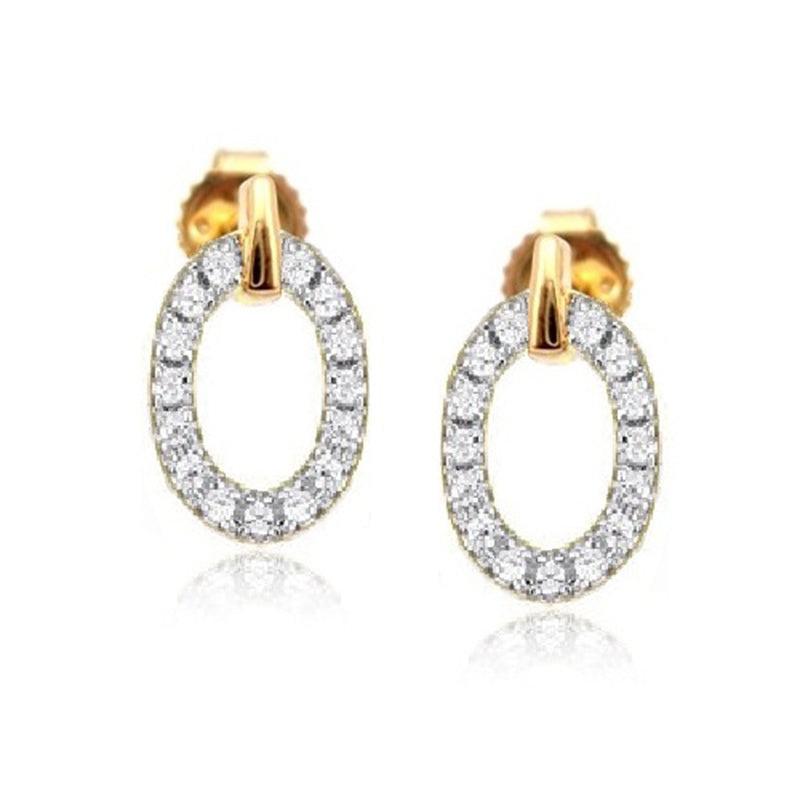 Sterling Silver Gold Plated 0.26ct Lab Grown Diamond Oval Drop Earrings