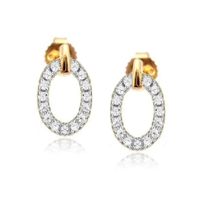 Sterling Silver Gold Plated 0.26ct Lab Grown Diamond Oval Drop Earrings