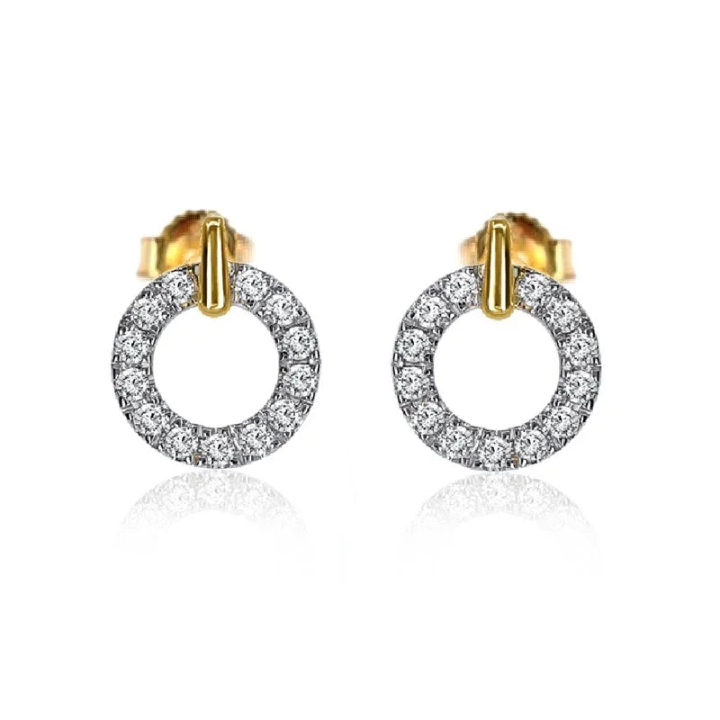 Sterling Silver White Gold and Yellow Gold Plated 0.32ct Lab Grown Diamond Circle Earrings