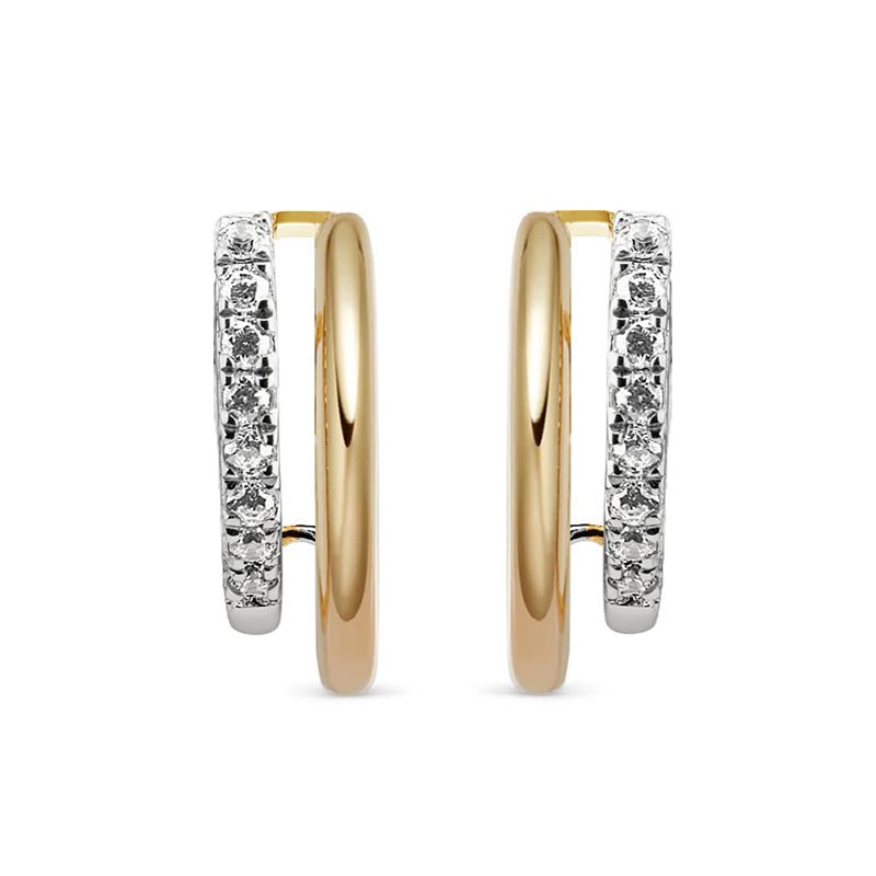 Sterling Silver White Gold and Yellow Gold Plated 0.18ct Lab Grown Diamond Hoop Earrings
