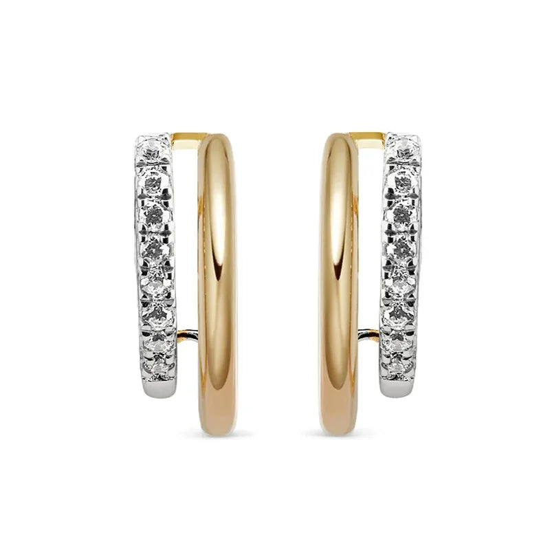 Sterling Silver White Gold and Yellow Gold Plated 0.18ct Lab Grown Diamond Hoop Earrings