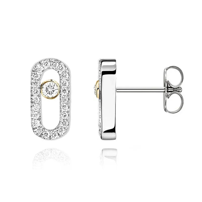 0.48ct Lab Grown Diamond Sterling Silver Two-Tone Gold Plated Earrings