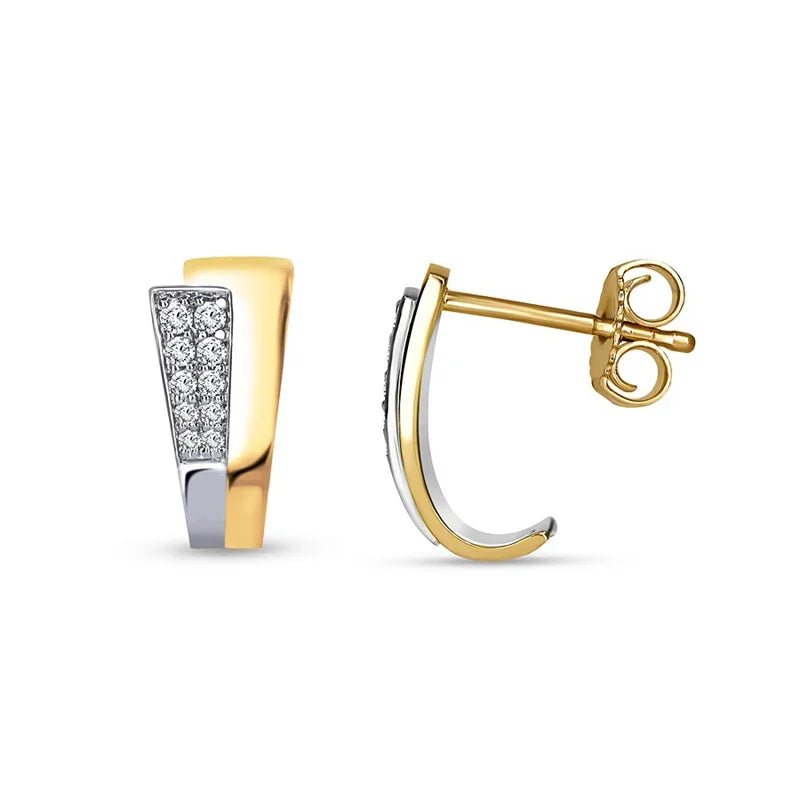 0.30CT Lab Grown Diamond Huggie Earrings in White Gold and Yellow Gold Plated Sterling Silver