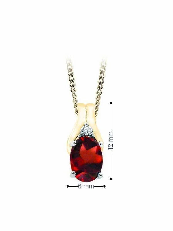 January Birthstone Pendant with Diamond Accent set in 10K Yellow gold