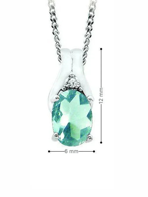 March Birthstone Pendant with Diamond Accent set in 10K White Gold