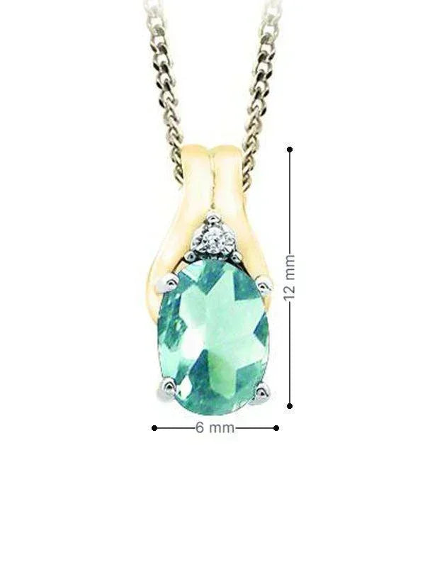 March Birthstone Pendant with Diamond Accent set in 10K Yellow gold