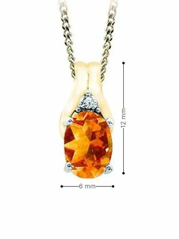 November Birthstone Pendant with Diamond Accent set in 10K Yellow gold