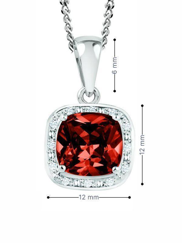 January Birthstone Pendant with Diamond Accent set in Sterling Silver