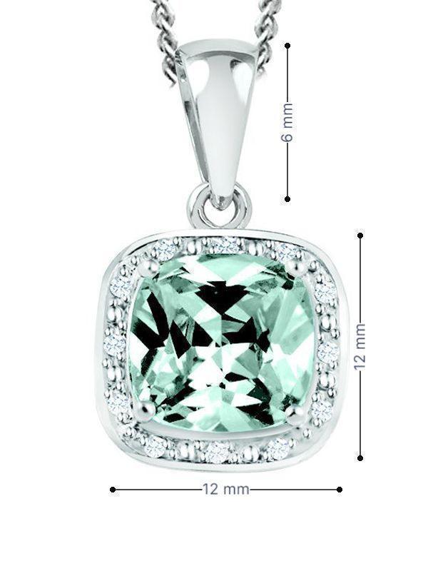 March Birthstone Pendant with Diamond Accent set in Sterling Silver