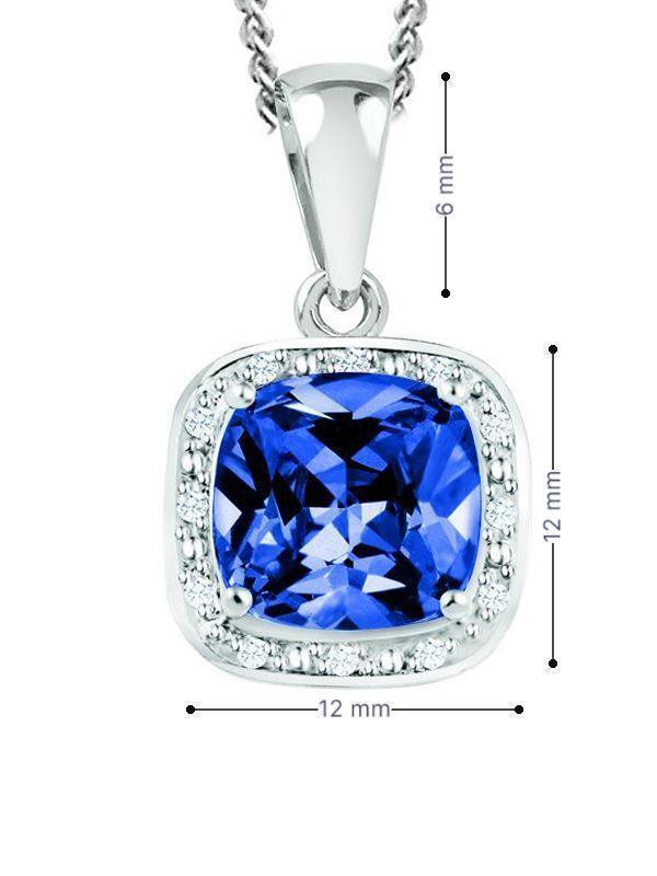 September Birthstone Pendant with Diamond Accent set in Sterling Silver