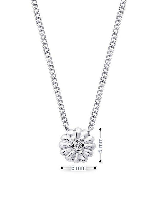 0.008CT Diamond and 10K White Gold Flower Pendant