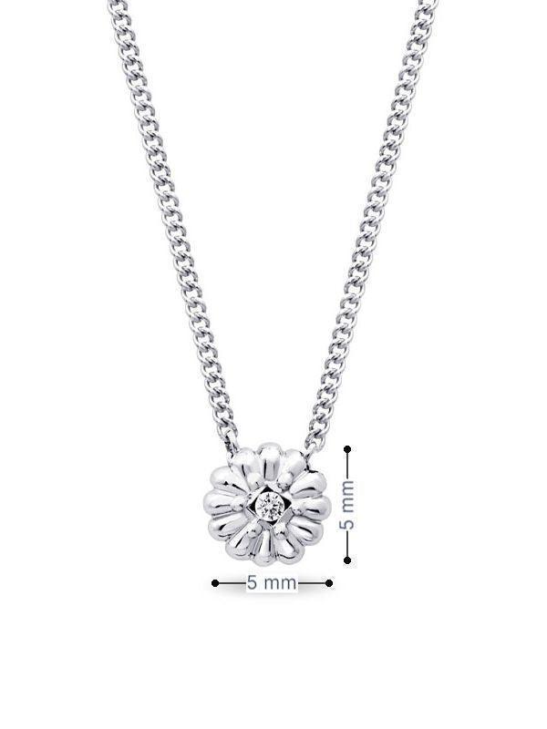 0.008CT Diamond and 10K White Gold Flower Pendant
