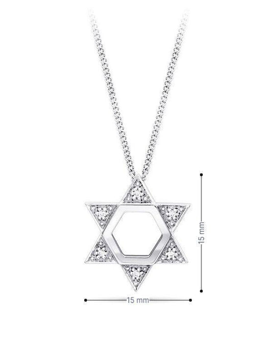 0.04TDW Diamond Star Of David Pendant in 10K White Gold