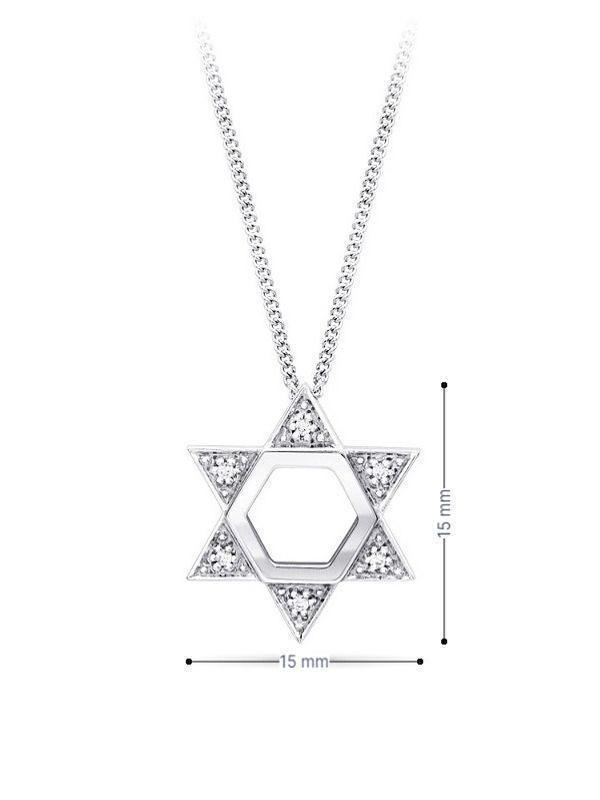 0.04TDW Diamond Star Of David Pendant in 10K White Gold