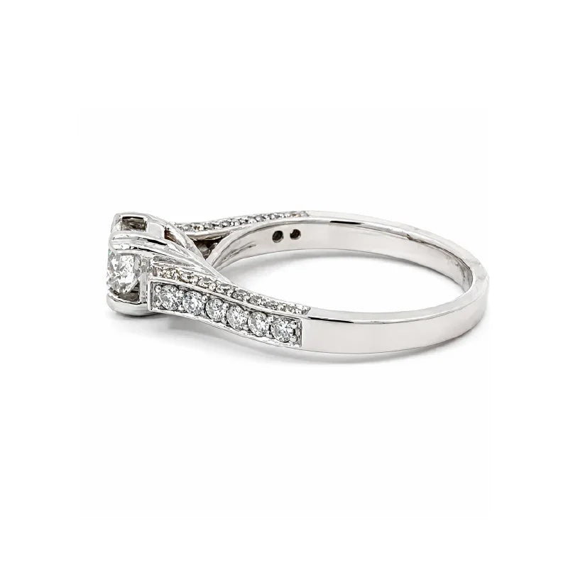 1.16TDW 18K White Gold Diamond Bridal Ring