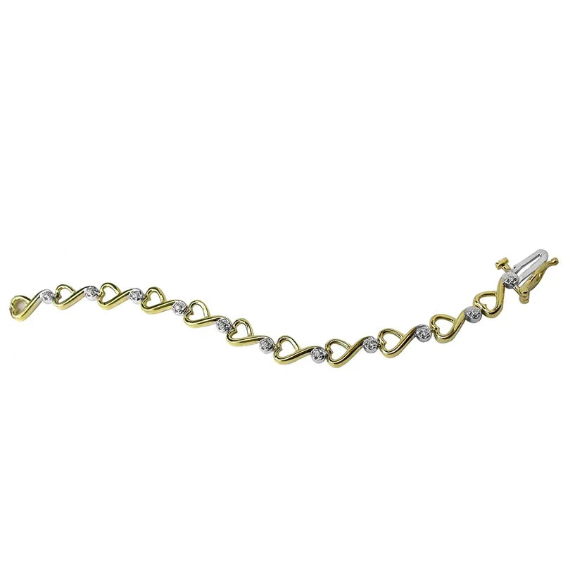 Sterling Silver Yellow Gold Plated 0.11CT Lab Grown Diamond Tennis Bracelet