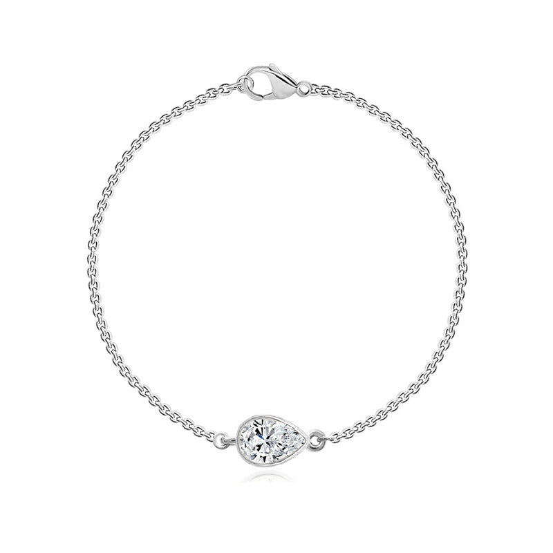 Sterling Silver White Gold Plated 0.22CT Lab Grown Diamond Reversible Pear Shape Bracelet