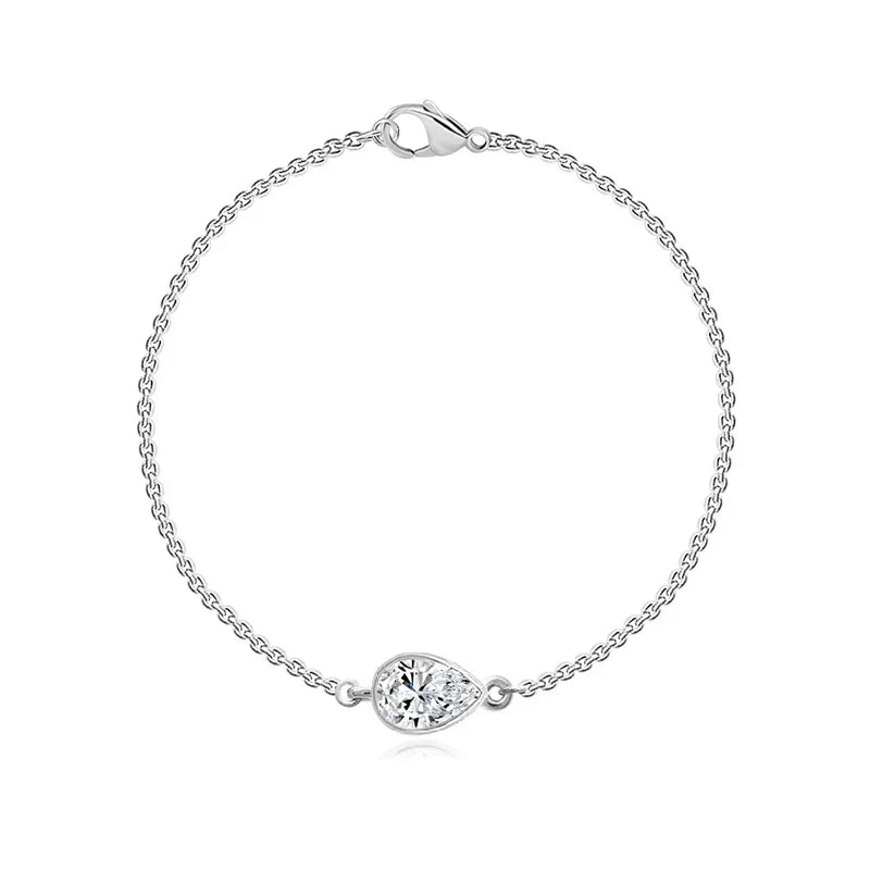 Sterling Silver White Gold Plated 0.22CT Lab Grown Diamond Reversible Pear Shape Bracelet