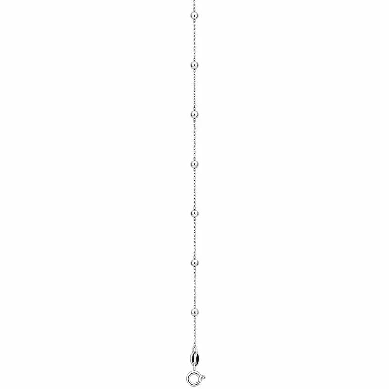 Sterling Silver White Gold Plated Fancy Ball Anklet
