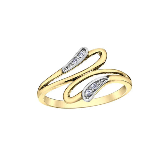 10K Yellow and White Gold 0.04TDW Diamond Fashion Ring