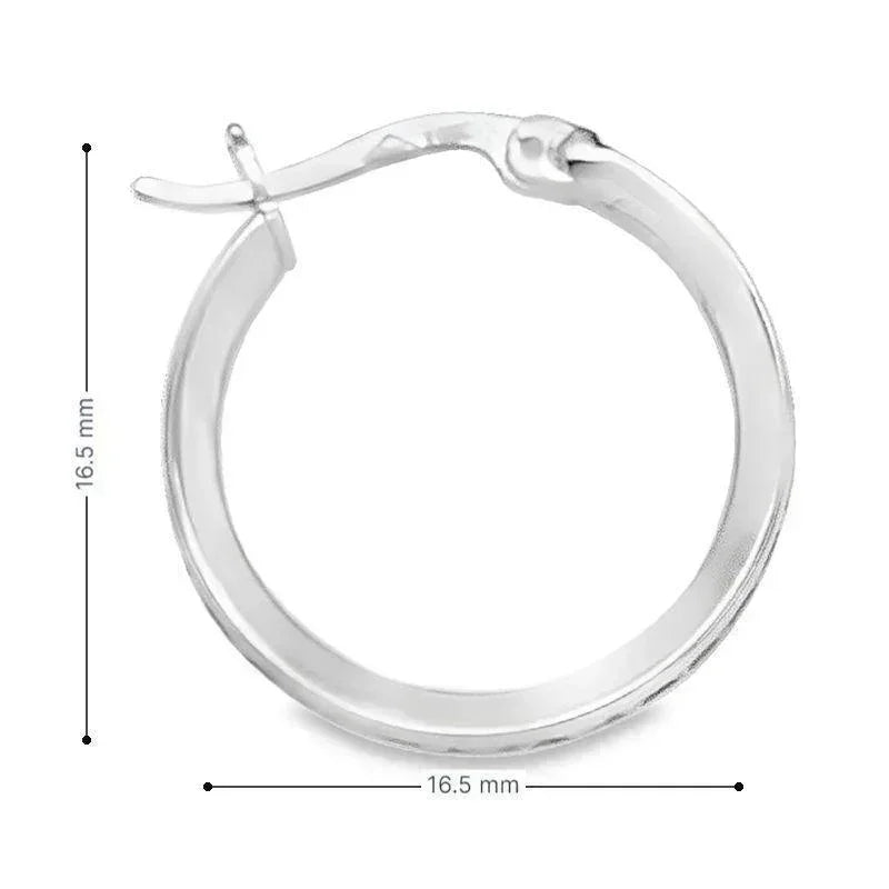 10k White Gold Classic CZ Round Hoop Earrings
