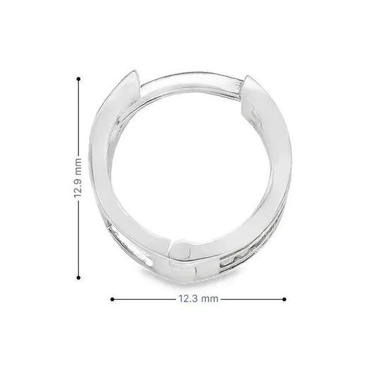 10k White Gold CZ Round Huggie Hoop Earrings